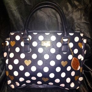 Betsey Johnson Black Purse With Gold Hearts!